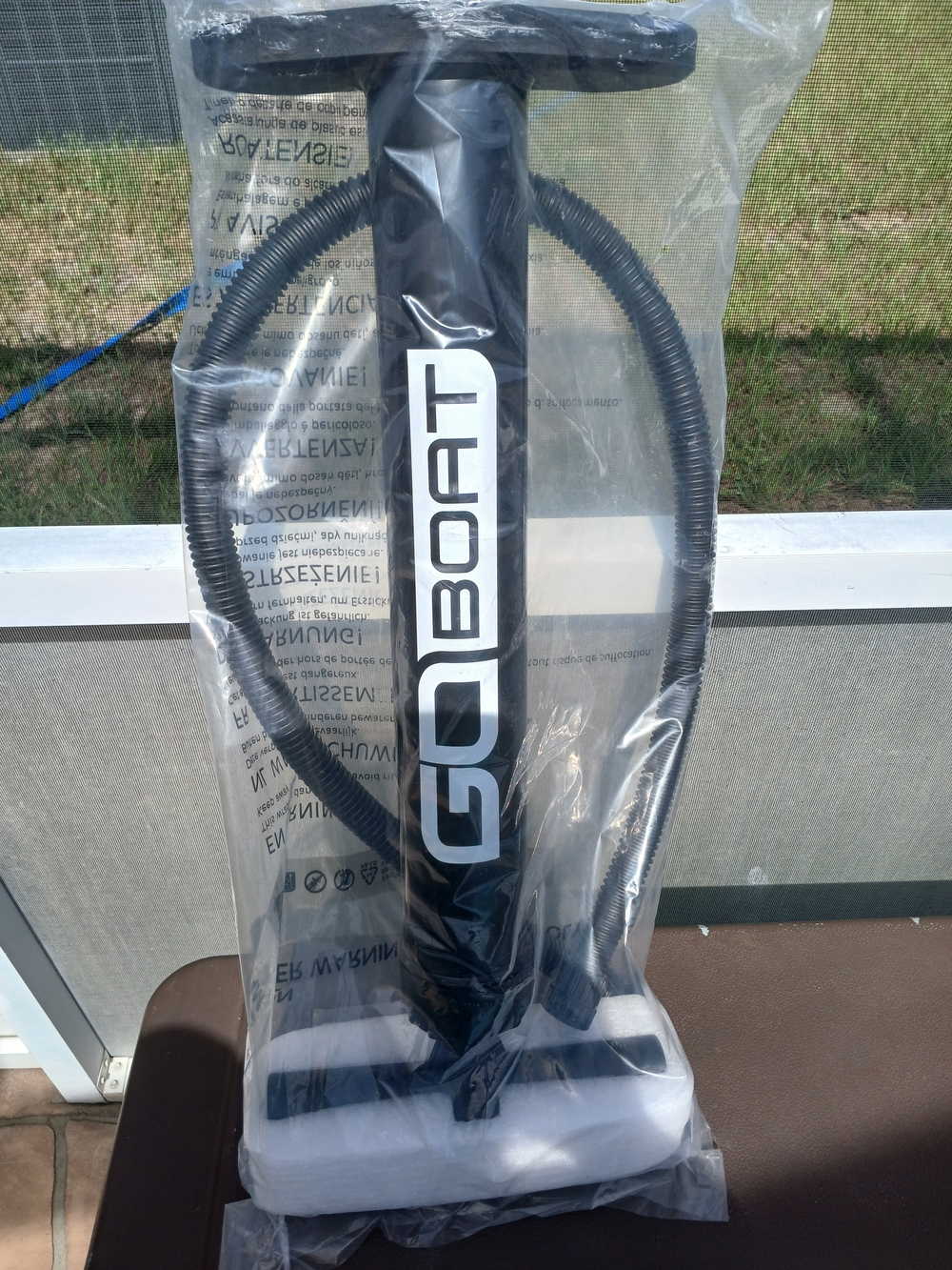 New Never Used GO BOAT Black Hand Pump - Inflatable Pump with Hose